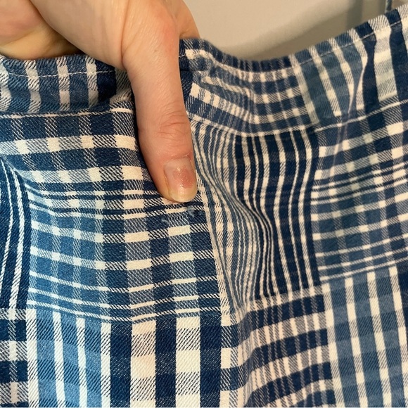 J. Crew A Line Gingham Blue Midi Patchwork Americana Dress - Picture 4 of 12